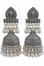 Stylish Jewellery for Wedding, Festive & Party Wear Oxidized Silver Jhumka Earrings