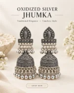 Stylish Jewellery for Wedding, Festive & Party Wear Oxidized Silver Jhumka Earrings - Image 6