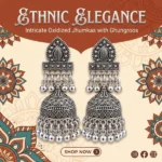 Stylish Jewellery for Wedding, Festive & Party Wear Oxidized Silver Jhumka Earrings - Image 4