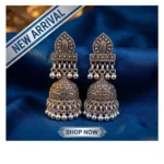 Stylish Jewellery for Wedding, Festive & Party Wear Oxidized Silver Jhumka Earrings - Image 2